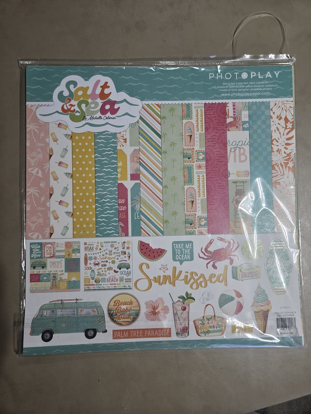 Salt & Sea Sunkissed Scrapbook Paper Pack - Teal, Pink, Yellow
